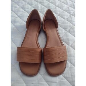 Madewell Nelda d'Orsay Flats 7.5 Tan Leather Open Toe Sandals Minimalist Brown